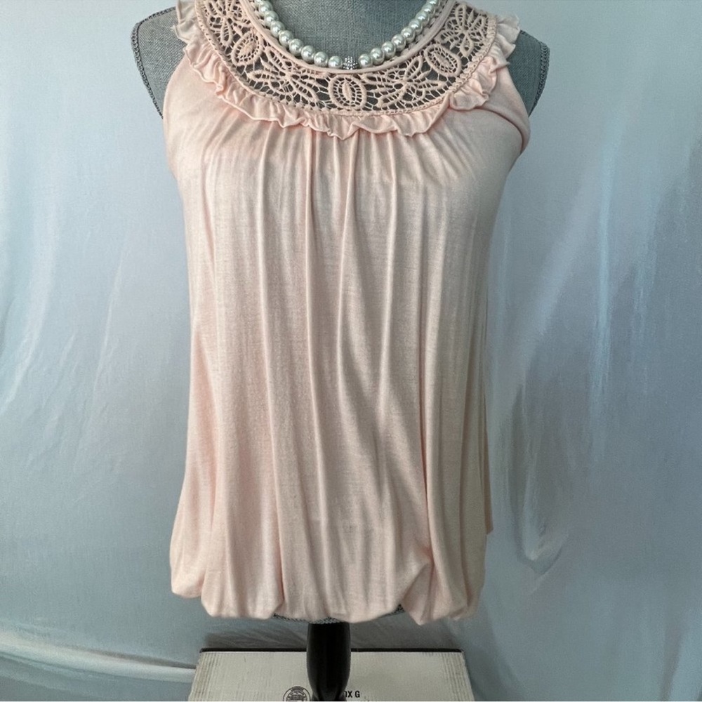 Just Ginger Orange Ruffled Embellished Sleeveless Tank Top